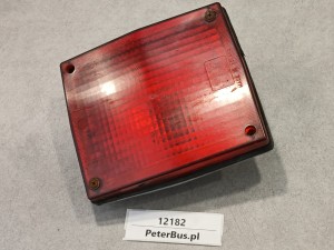 Lampa tylna AUTOSAN Lider, Ramzes czerwony klosz, ZEM nr 105 7R02803, wymiary 15 cm x 17 cm, światło tył