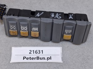 Zestaw klawiszy pulpitu NEOPLAN - opuszczanie szyby kierowcy, poziomowanie wysokości nadwozia, nr VDO 1368.001600000200, wyłącznik retardera, silnika