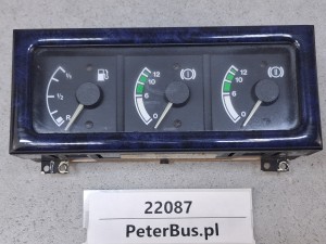 3 wskaźniki TEMSA SAFARI, MAN, wskaźnik paliwa 88 233 089 0016, wskaźnik ciśnienia powietrza 88 233 089 0025, 88 233 089 0026, 3 zegary z obudową nr 110.801/010/005