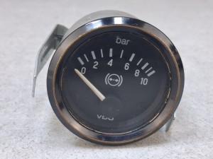 Wskaźnik ciśnienia układu pneumatycznego, VDO nr 350 040 011, dwie wsuwki, 10 bar, Autosan Ramzes, nr 350040011, BOVA Futura EURO 3, 10-184 OHM, 24V, zakres skala 0-10 bar 