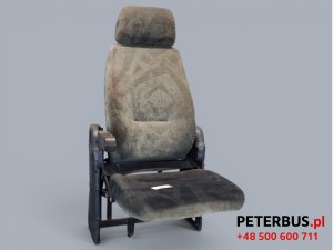 Fotel pilota, drugiego kierowcy GRAMMER typ 003-Coach, MAN HOSTET, składane siedzisko, podłokietnik, zagłówek, mocowany do ścianki za plecami, używany