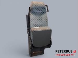 Fotel pilota, drugiego kierowcy, oryginał VAN HOOL 915 TL, dwa podłokietniki, uchwyt do trzymania, pas bezpieczeństwa, siedzisko składane pionowo, możliwość montażu do podłogi i/lub ścianki za plecami, tapicerka do wymiany