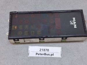Zestaw kontrolek deski rozdzielczej, pulpitu autobusu MAN, kontrolki informacyjne, ostrzegawcze, 81.25210.6074, nr 231.105/007/002