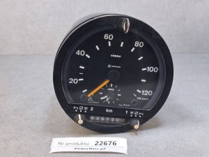 Tachograf analogowy zegarowy - okrągły, otwierany, na kluczyk, VDO, 125 km/h,  typ. 1318.27, 1997 rok, na tarczki, 24V