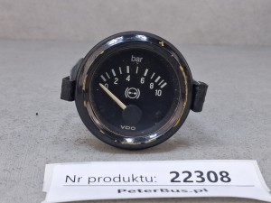 Zegar ciśnienia układu pneumatycznego VDO nr 350 040 0111, skala 0-10 bar, ciśnienie powietrza