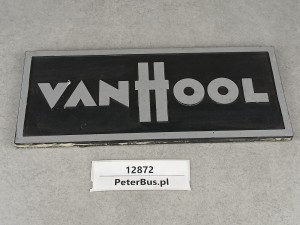 Oryginalny emblemat, logo VanHool, autokar Van Hool 915, wymiary 11 x 27 cm, mocowany na przednie podszybie lub tylną klapę