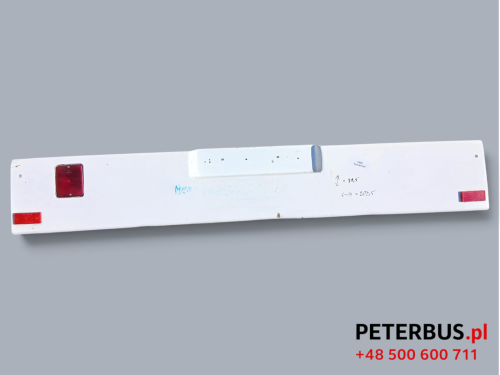 13083, Zderzak tylny Mercedes O345 Conecto, oryginał tył, biały, wymiary szerokość 202,5 x 31,5 cm wysokości, dwa mocowania (1).png