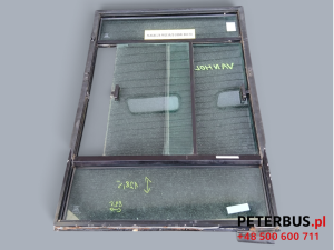 Szyba boczna kierowcy, Van Hool, przesuwana, kompletna rama z 4 szybami, wymiary wysokość ok. 128,5 x 89,5 cm szerokość, ARVA 43R-001059