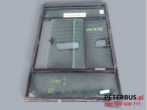 13100, Szyba boczna kierowcy, Van Hool, przesuwana, kompletna rama z 4 szybami, wymiary wysokość ok. 128,5 x 89,5 cm szerokość, ARVA 43R-001059 (1).png
