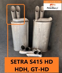 Rury wydechowe tłumika, wyloty SETRA S415 HD, HDH, GT-HD