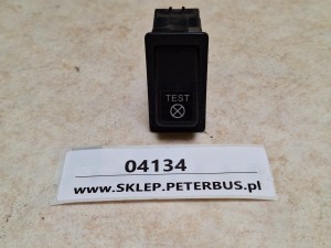 Klawisz, włącznik, przycisk pulpitu autobusu z symbolem TEST