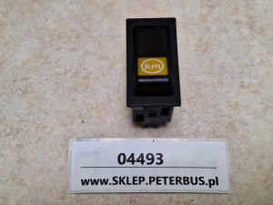 Klawisz, włącznik, przycisk pulpitu autobusu z symbolem km, nr 7531