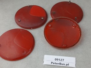 Klosz lampy tył BOVA Futura, TEMSA SAFARI, okrągły, fi 12 cm, montaż na 3 śruby, HELLA 1179 B, klosz czerwony, SAE F2 99