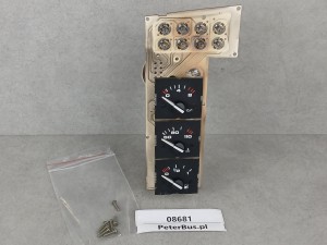 Trzy zegary, wskaźniki SETRA S315 HD, oryginał KASSBOHRER VDO wskaźnik ciśnienia oleju, temperatury płynu, poziomu paliwa, nr 992 655 185
