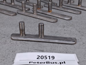 Uchwyt, podwójna śruba, łącznik montażowy VOLVO do mocowania foteli autobusowych, dwie śruby na ślizgu, L=12 cm