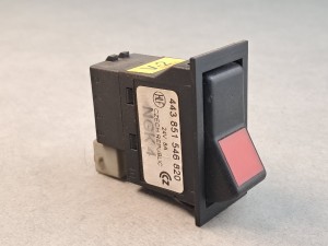 Przycisk, klawisz, włącznik deski rozdzielczej HLF nr 443 851 546 820,  7 PINów +1, czerwone tło