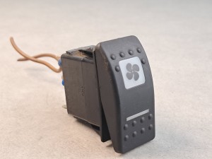 Klawisz, włącznik, przycisk nawiewów BOVA Futura EURO 3, FHD, FLD, symbol wiatraczka, CARLINGSWITCH V4B2, nr 0448, nr 242223, 6 PINów, wiatrak