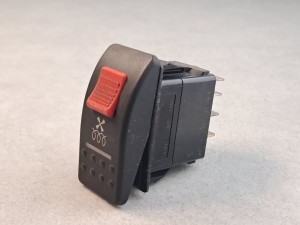 Klawisz, włącznik, przycisk BOVA FHD, FLD, EURO 3, włącznik klimatyzacji i ogrzewania, symbol wiatrak i spirala, CARLSWITCH, dodatkowy czerwony suwak 