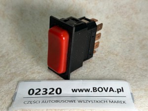 Przycisk, klawisz, włącznik autobusu MAN A20, kolor czerwony