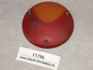 Klosz lampy tylnej BOVA Futura EURO 4, TEMSA Opalin 9, z kierunkowskazem, średnica 12 cm , mocowany na 3 śruby, HELLA nr 9803, klosz łączony 