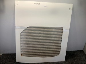Klapa boczna boczna tylna, przy silniku, lewa strona IRISBUS CROSSWAY, RECREO, z kratką, silnikowa, wymiary szerokość 119,5  x 134,5  i 146 cm wysokości