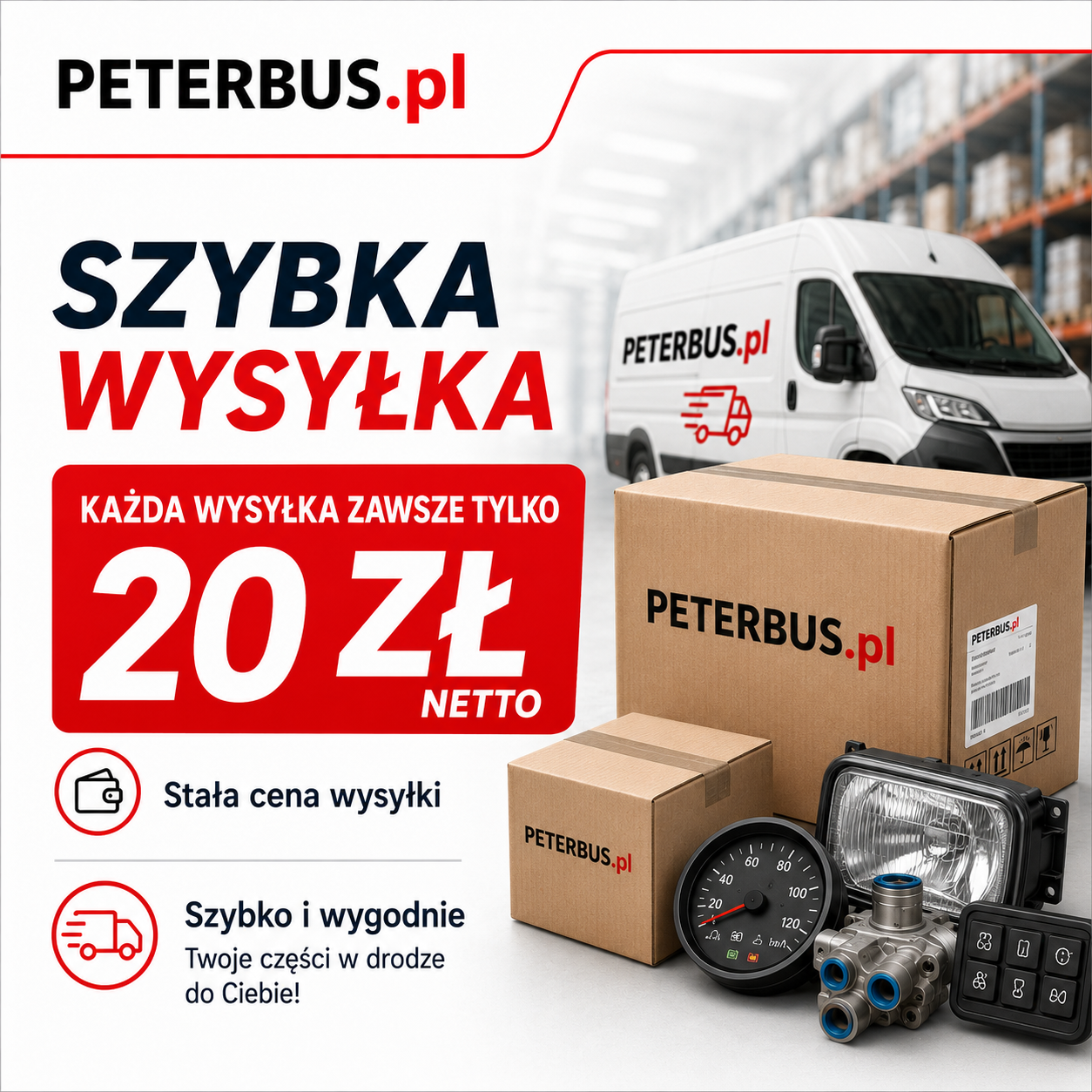 Tylko 20 zł za wysyłkę w Peterbus