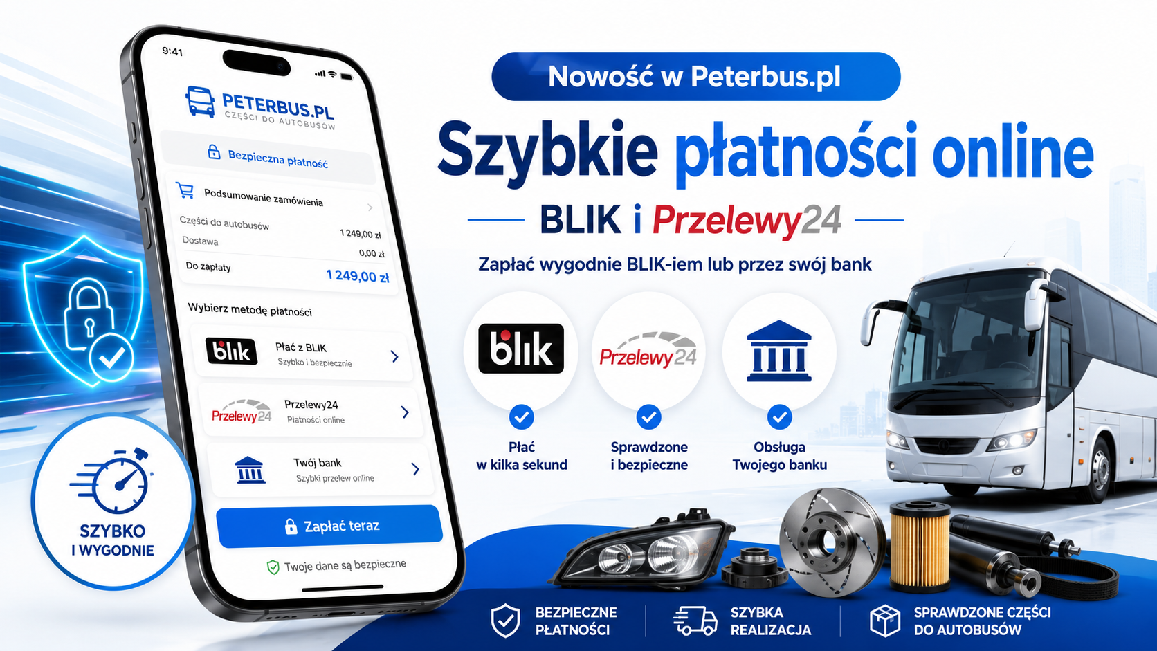Szybkie płatności online w Peterbus.pl – zapłać BLIK-iem lub przez swój bank